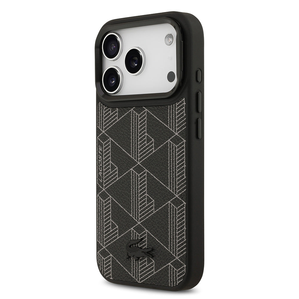 Lacoste iPhone 17 Pro Orjinal Lisanslı M-safe Şarj Özellikli Standlı PU Deri Karışık Monogram Desenli Kılıf Lacoste iPhone 17 Pro Orjinal Lisanslı M-safe Şarj Özellikli Standlı PU Deri Karışık Monogram Desenli Kılıf
